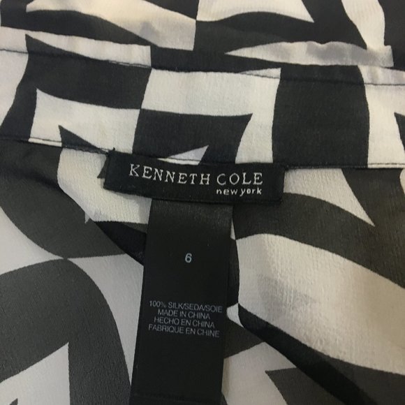 Kenneth Cole Black & White Geometric Blouse - Picture 7 of 10